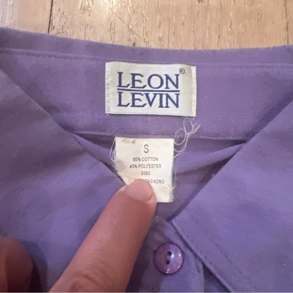 Leon Levin Appleseeds 1/2  Button Up Shirt Womens Size Small Purple Long Sleeve - Picture 4 of 4